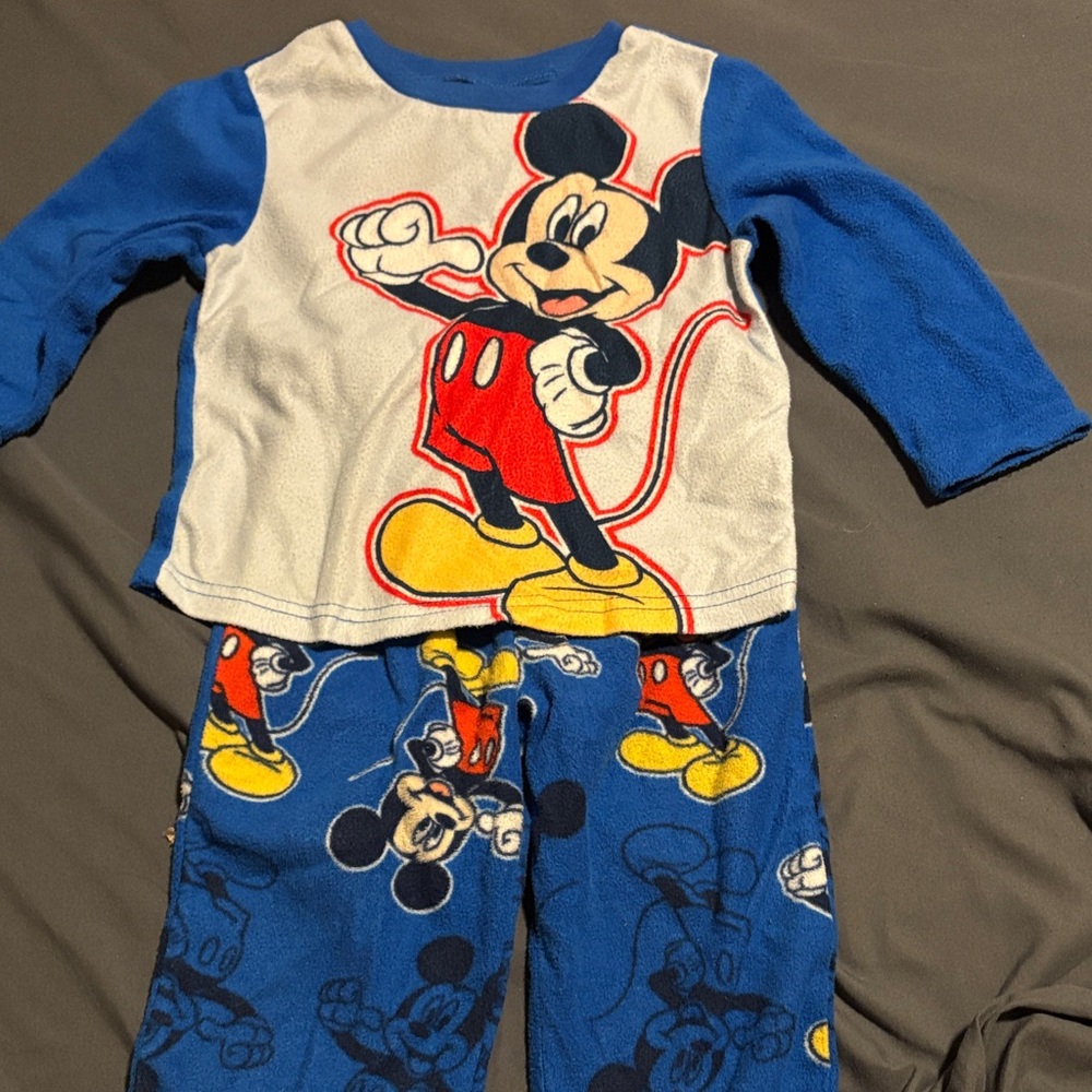 Disney Mickey Mouse Kids Pajama Set - Blue, Red, and Yellow